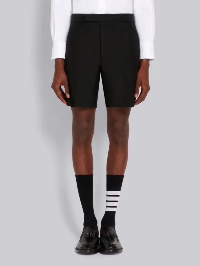 3ply Wool Mohair Tipping Low Rise Drop Crotch Short Black Men Thom Browne Trousers 3ply Wool Mohair Tipping Low Rise Drop Crotch Short Black Men Thom Browne Trousers