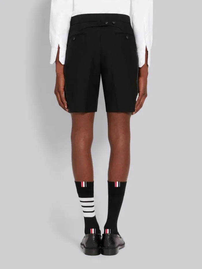 3ply Wool Mohair Tipping Low Rise Drop Crotch Short Black Men Thom Browne Trousers