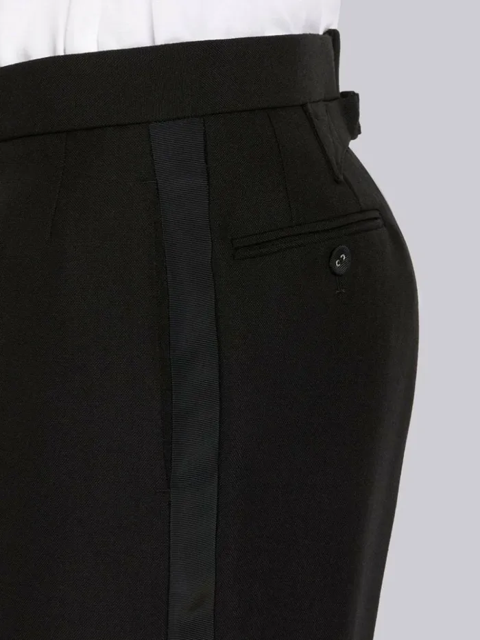3ply Wool Mohair Tipping Low Rise Drop Crotch Short Black Men Thom Browne Trousers