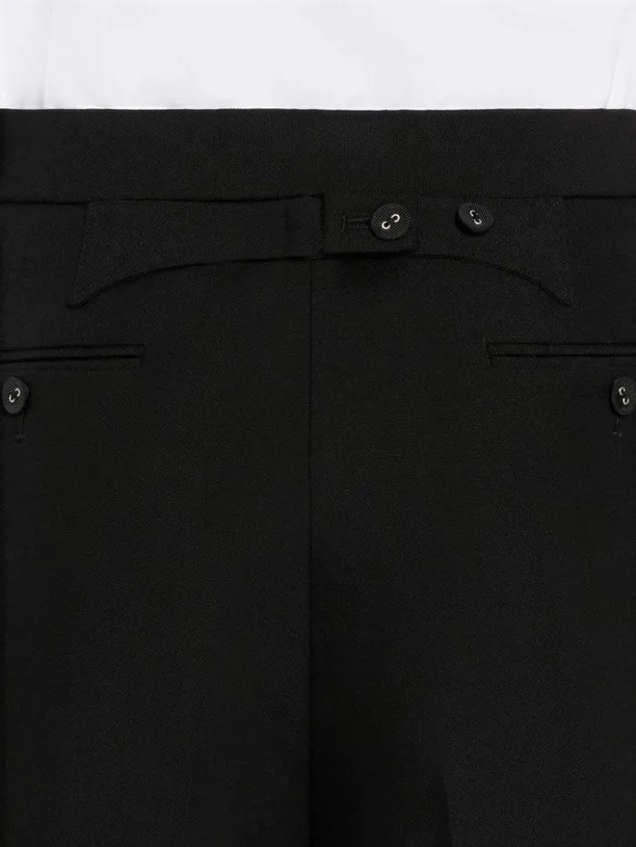 3ply Wool Mohair Tipping Low Rise Drop Crotch Short Black Men Thom Browne Trousers