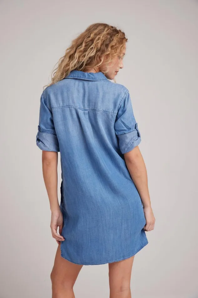 ALine Rolled Tab Sleeve Dress 8211 Medium Ombre Wash Women Bella Dahl Mini Dresses ALine Rolled Tab Sleeve Dress 8211 Medium Ombre Wash Women Bella Dahl Mini Dresses