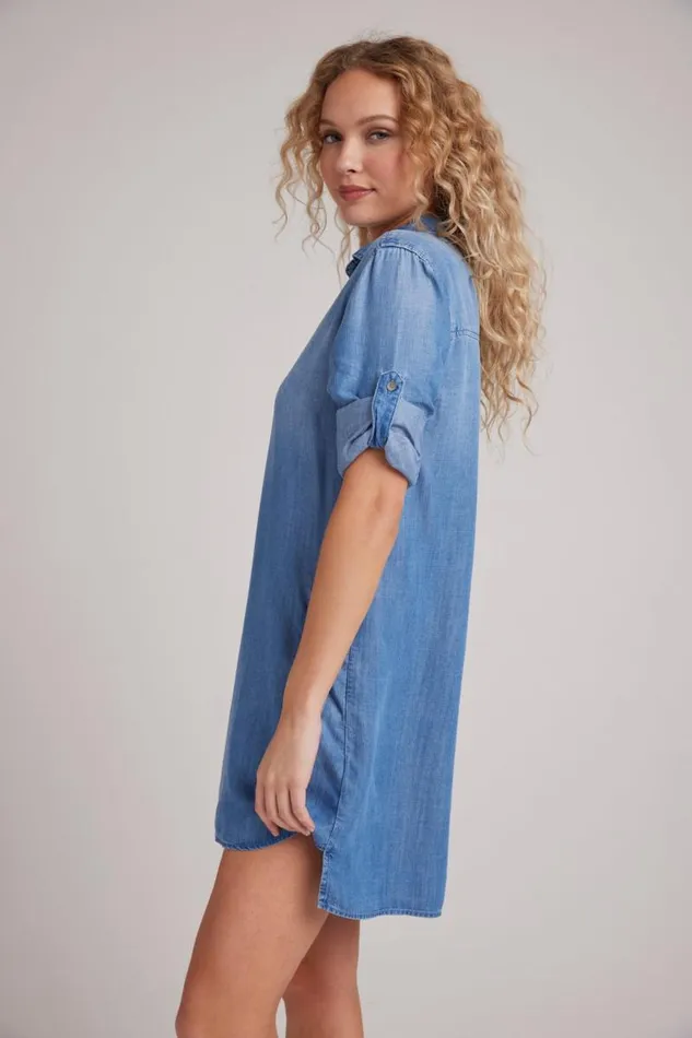 ALine Rolled Tab Sleeve Dress 8211 Medium Ombre Wash Women Bella Dahl Mini Dresses ALine Rolled Tab Sleeve Dress 8211 Medium Ombre Wash Women Bella Dahl Mini Dresses