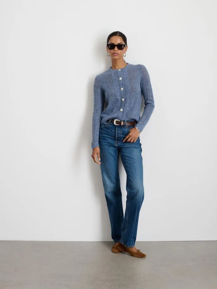 Alex Mill Addison Cardigan Frost Blue Women Sweaters