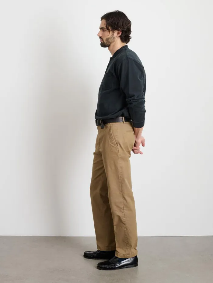 Alex Mill Alan Henley In Heavyweight Cotton Washed Black Men Tees Polos