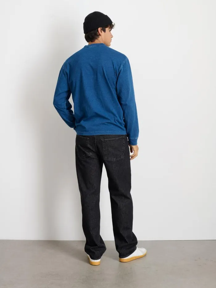 Alex Mill Alan Henley In Indigo Slub Cotton Indigo Men Tees Polos