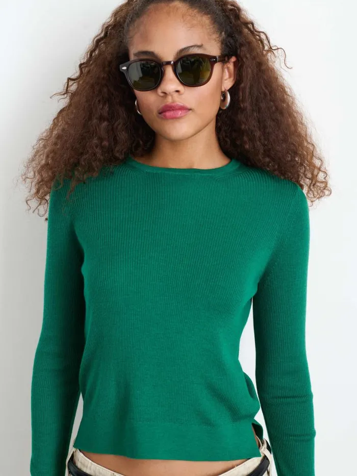 Alex Mill Ava Sweater Tee Emerald Women Sweaters Alex Mill Ava Sweater Tee Emerald Women Sweaters