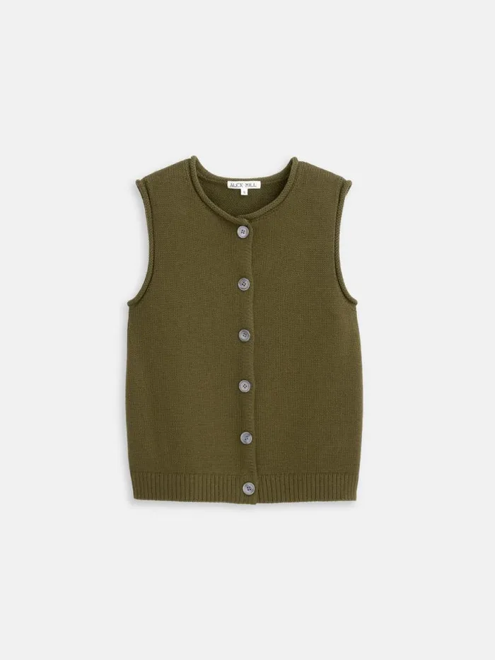 Alex Mill Bridget Vest In Cotton Deep Olive Women Sweaters