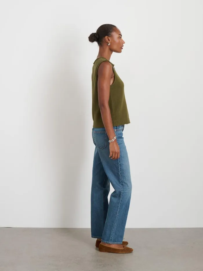 Alex Mill Bridget Vest In Cotton Deep Olive Women Sweaters
