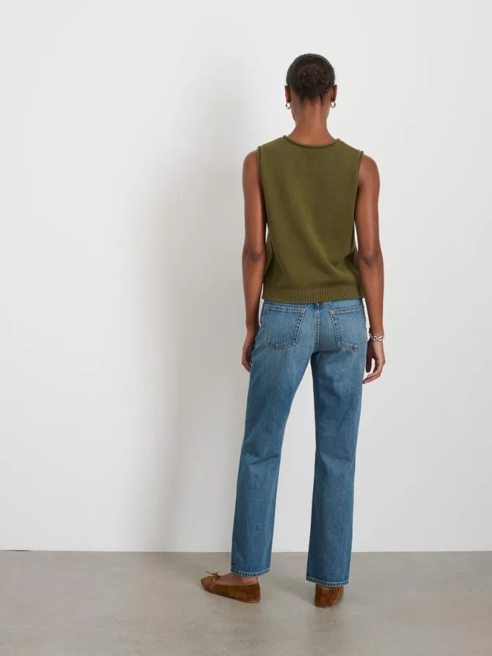 Alex Mill Bridget Vest In Cotton Deep Olive Women Sweaters