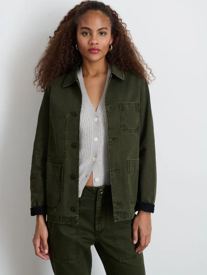 Alex Mill Britt Work Jacket In Herringbone Military Olive Women Jackets Outerwear