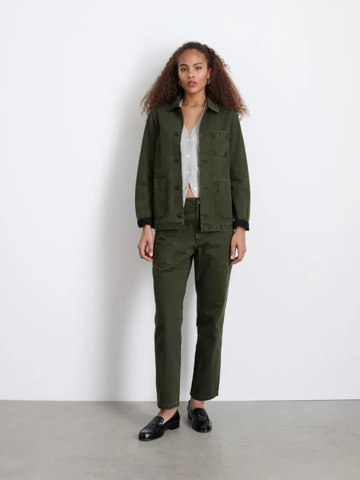 Alex Mill Britt Work Jacket In Herringbone Military Olive Women Jackets Outerwear
