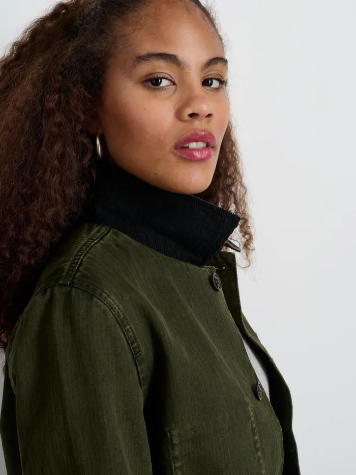 Alex Mill Britt Work Jacket In Herringbone Military Olive Women Jackets Outerwear