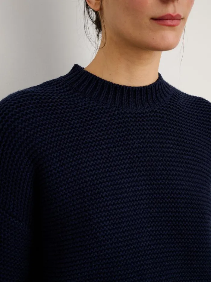Alex Mill ButtonBack Crewneck Sweater Dark Navy Women Sweaters