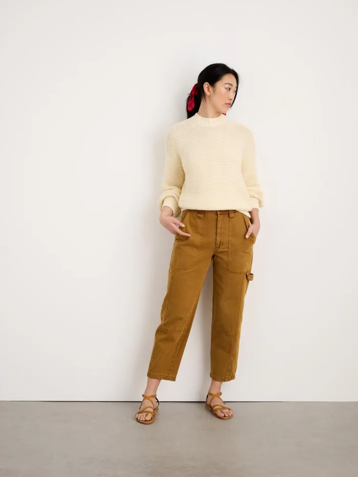 Alex Mill ButtonBack Crewneck Sweater Ecru Women Sweaters