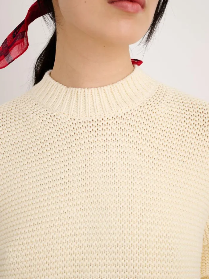 Alex Mill ButtonBack Crewneck Sweater Ecru Women Sweaters