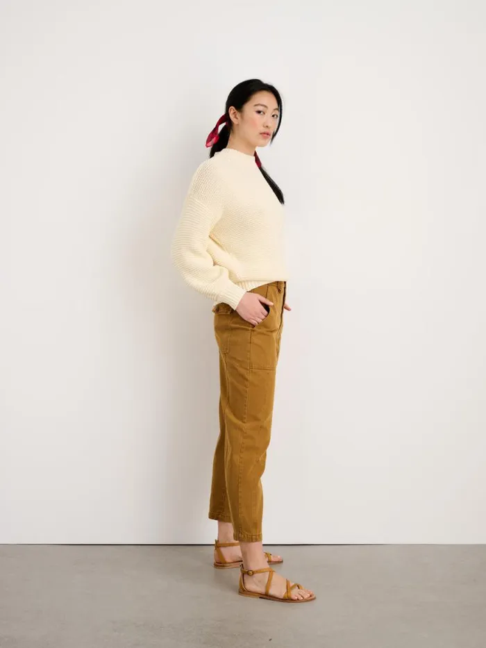 Alex Mill ButtonBack Crewneck Sweater Ecru Women Sweaters