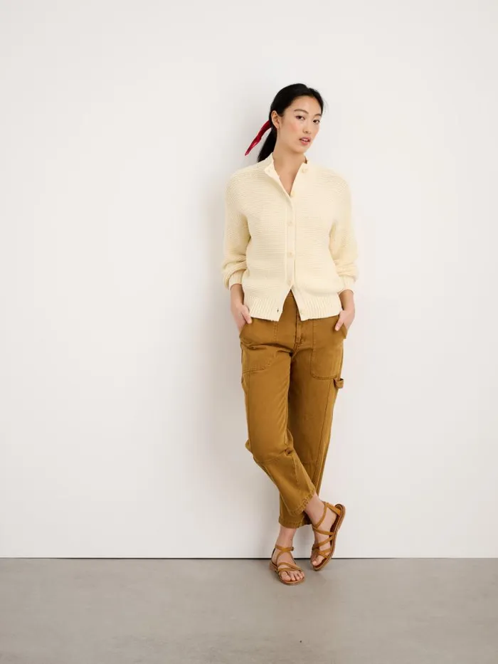 Alex Mill ButtonBack Crewneck Sweater Ecru Women Sweaters