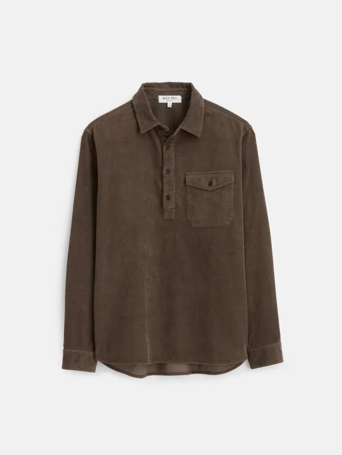 Alex Mill Carter Popover Shirt In Fine Wale Corduroy Umber Men Shirts