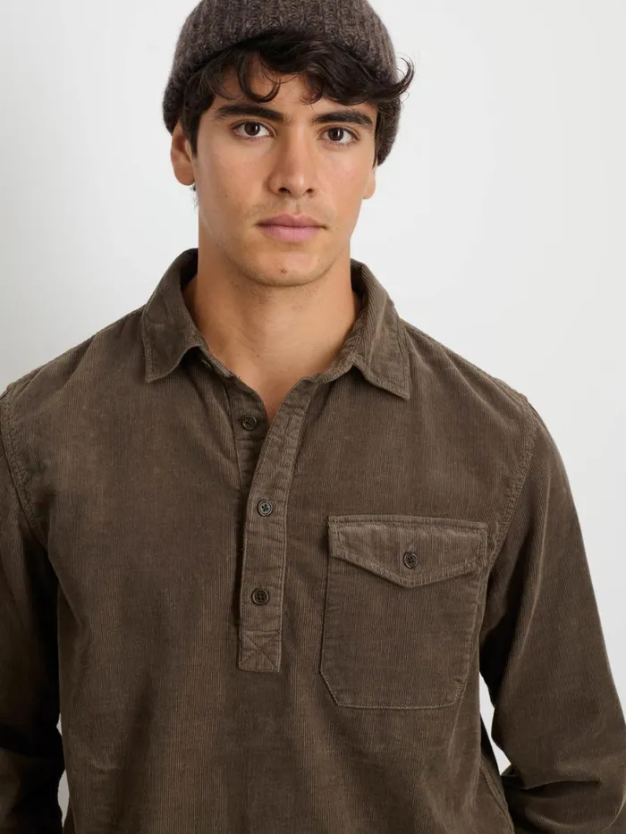 Alex Mill Carter Popover Shirt In Fine Wale Corduroy Umber Men Shirts