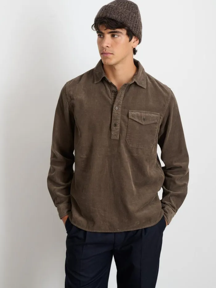 Alex Mill Carter Popover Shirt In Fine Wale Corduroy Umber Men Shirts