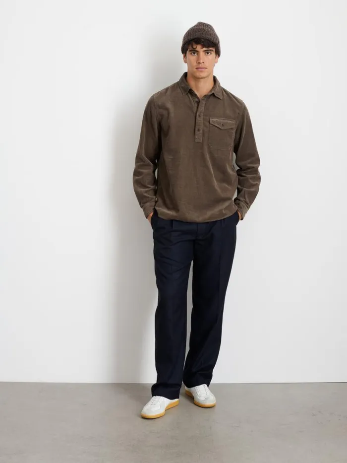 Alex Mill Carter Popover Shirt In Fine Wale Corduroy Umber Men Shirts