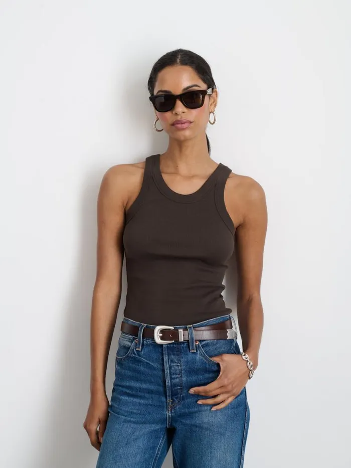 Alex Mill Everyday Rib Tank Roasted Bean Women Tees Tanks