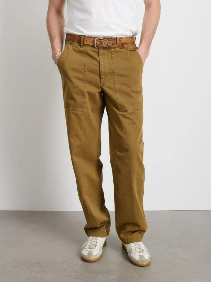 Alex Mill Field Pant In Herringbone Dark Khaki Men Pants