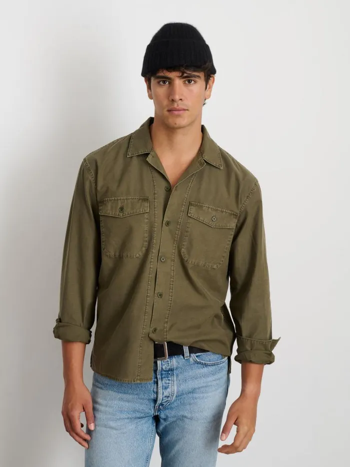 Alex Mill Field Shirt In Crosshatch Cotton Dried Basil Men Shirts