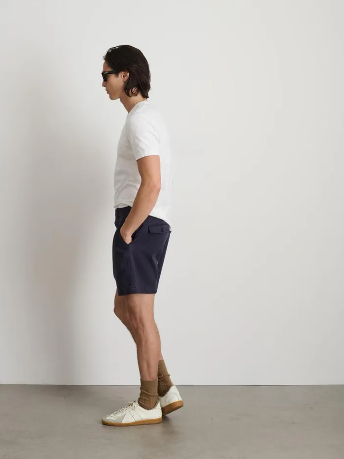 Alex Mill Flat Front Short In Vintage Washed Chino Dark Navy Men Shorts