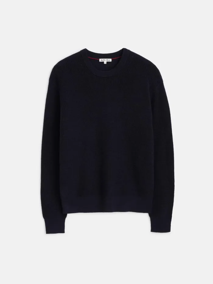 Alex Mill Hank Crewneck Sweater In Wool Dark Navy Men Sweaters Sweatshirts