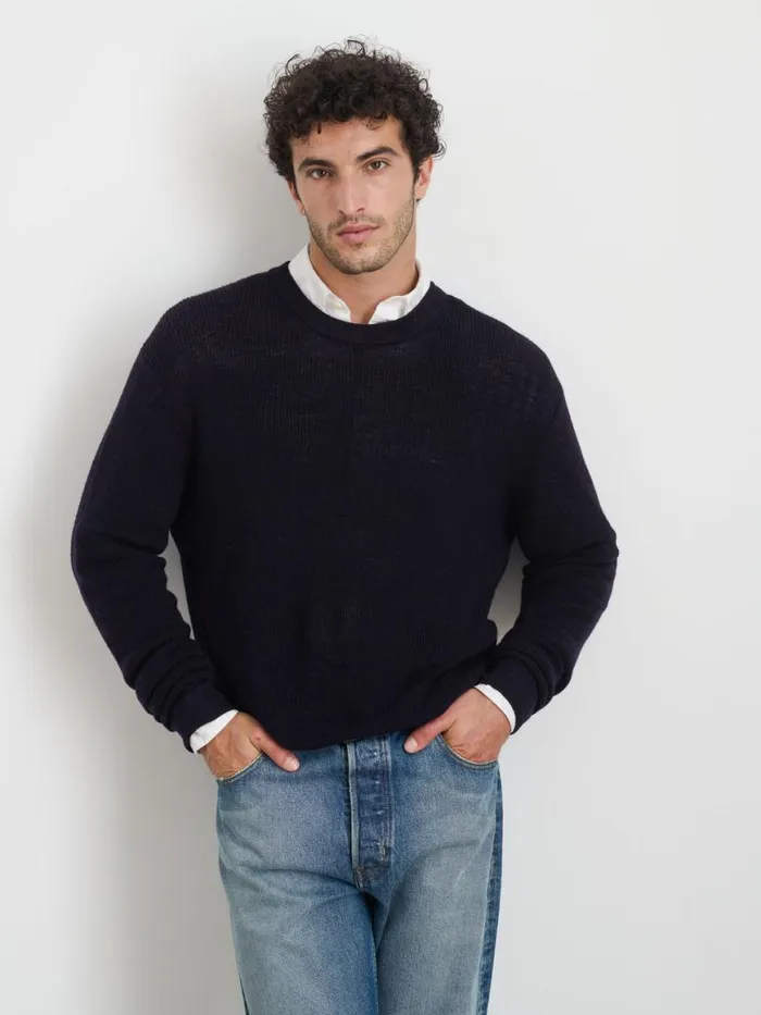 Alex Mill Hank Crewneck Sweater In Wool Dark Navy Men Sweaters Sweatshirts Alex Mill Hank Crewneck Sweater In Wool Dark Navy Men Sweaters Sweatshirts