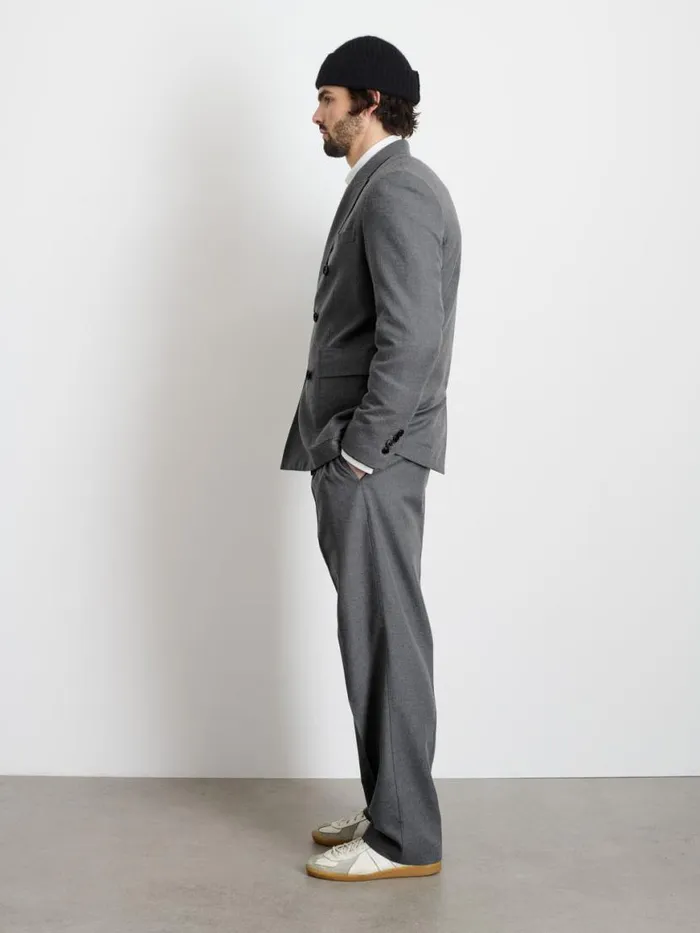 Alex Mill Henry Double Breasted Blazer In Wool Flannel Charcoal Men Suiting Blazers