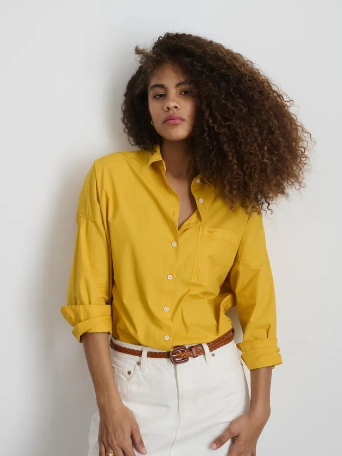 Alex Mill Jo Shirt In Cotton Poplin Amalfi Yellow Women Shirts Tops