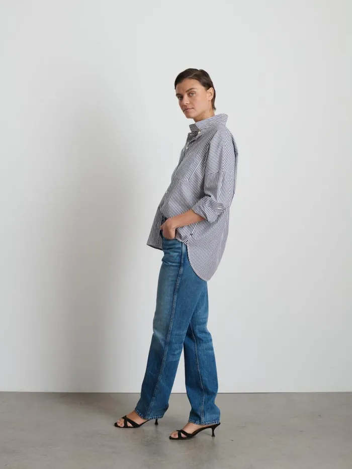 Alex Mill Jo Shirt In Striped Cotton Poplin Women Shirts Tops