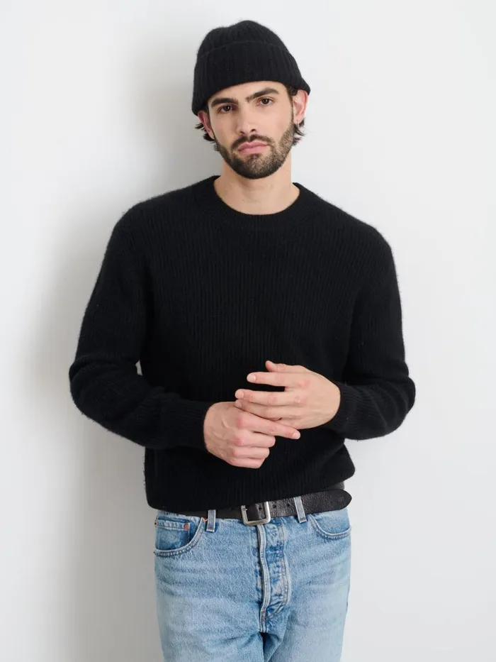 Alex Mill Jordan Sweater In Washed Cashmere Black Men Sweaters Sweatshirts