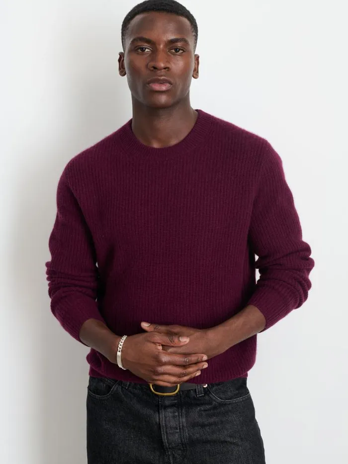 Alex Mill Jordan Sweater In Washed Cashmere Bordeaux Men Sweaters Sweatshirts