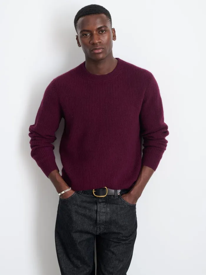 Alex Mill Jordan Sweater In Washed Cashmere Bordeaux Men Sweaters Sweatshirts