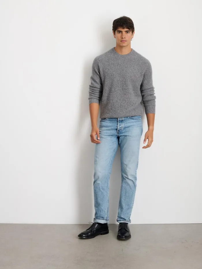 Alex Mill Jordan Sweater In Washed Cashmere Marled Heather Grey Men Sweaters Sweatshirts