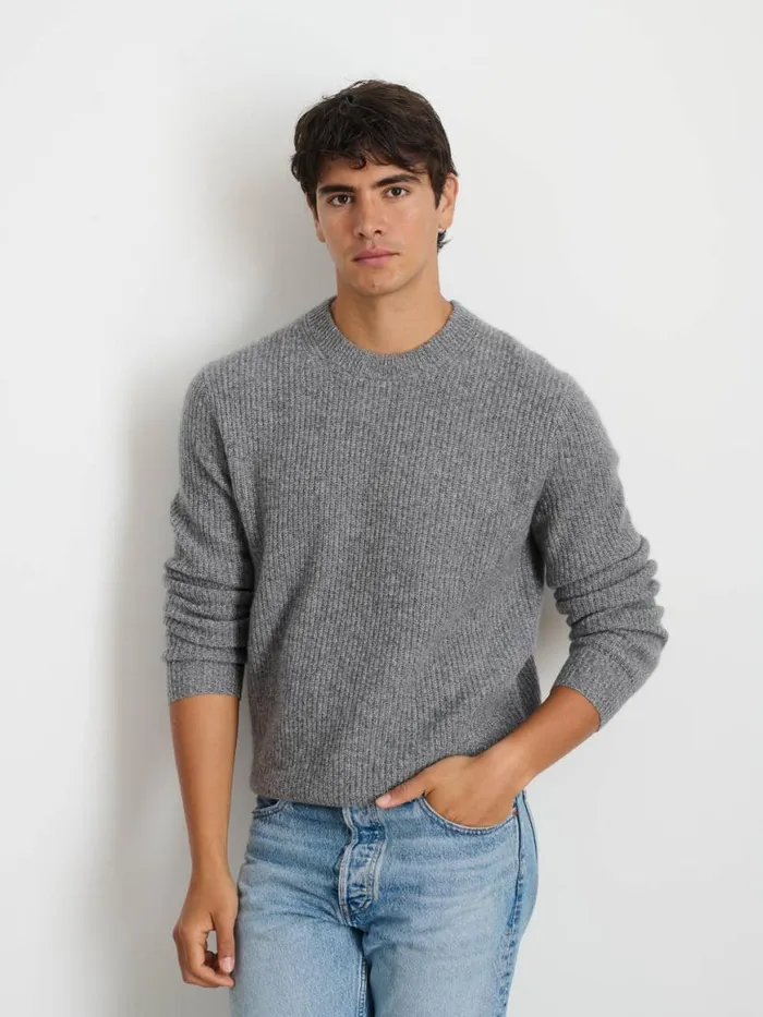Alex Mill Jordan Sweater In Washed Cashmere Marled Heather Grey Men Sweaters Sweatshirts