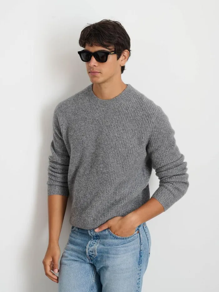 Alex Mill Jordan Sweater In Washed Cashmere Marled Heather Grey Men Sweaters Sweatshirts