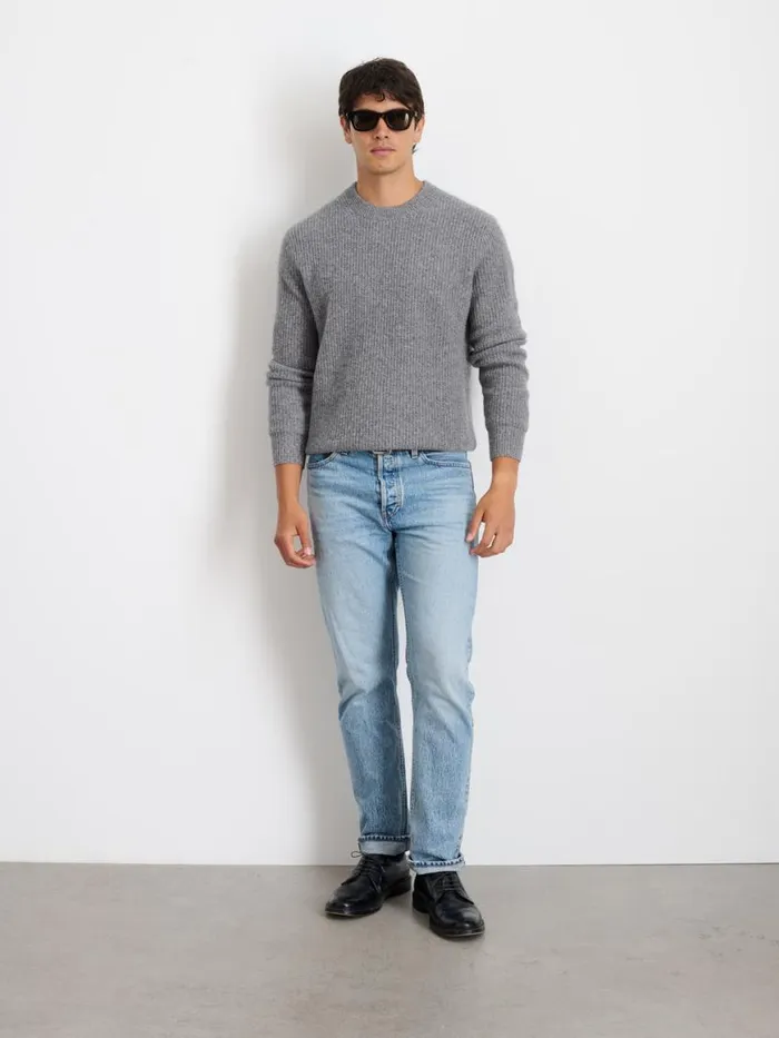 Alex Mill Jordan Sweater In Washed Cashmere Marled Heather Grey Men Sweaters Sweatshirts