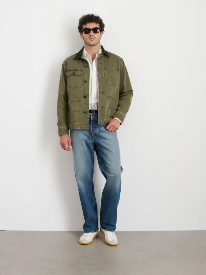 Alex Mill Lined Work Jacket In Cotton Herringbone Field Olive Men Jackets Coats