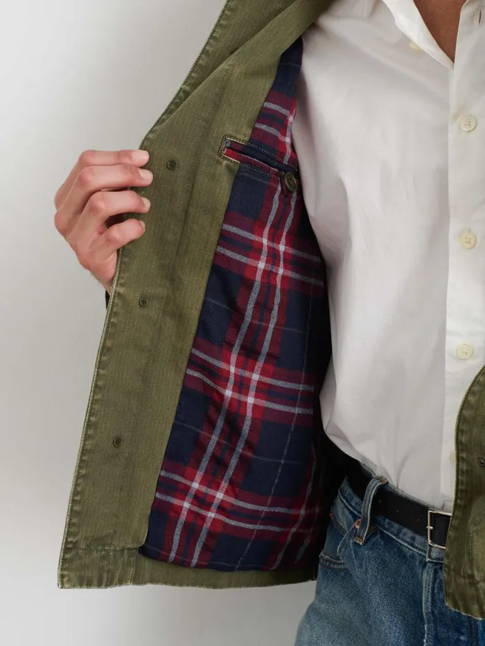 Alex Mill Lined Work Jacket In Cotton Herringbone Field Olive Men Jackets Coats