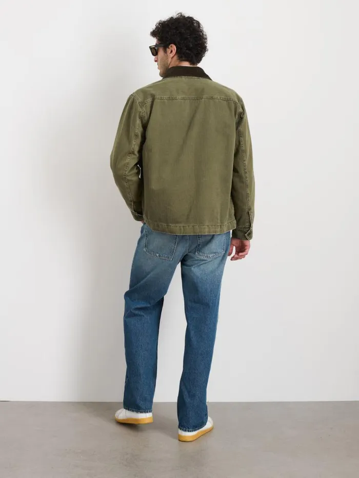 Alex Mill Lined Work Jacket In Cotton Herringbone Field Olive Men Jackets Coats