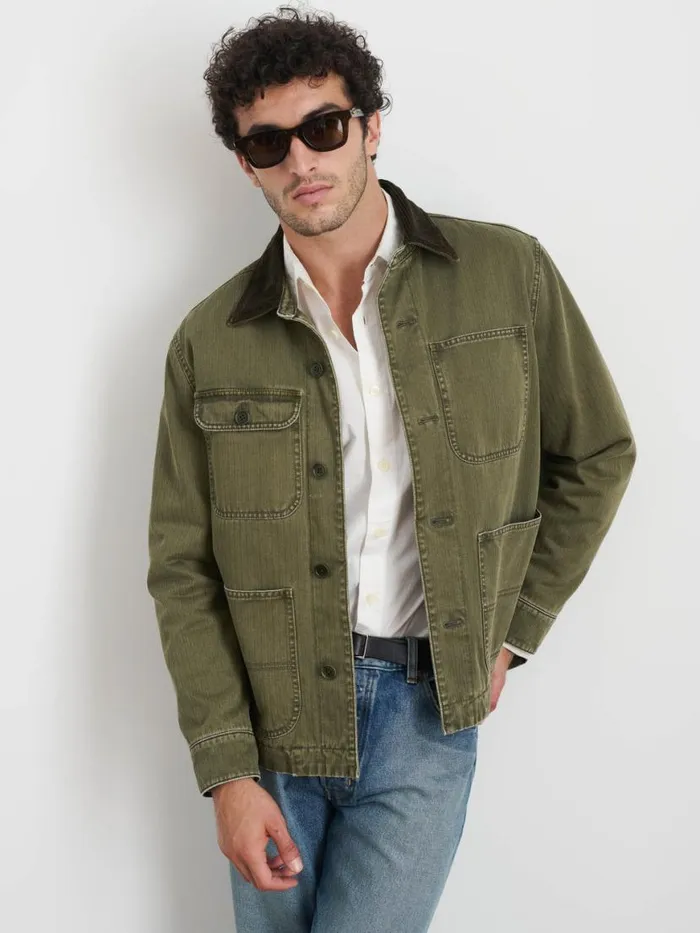 Alex Mill Lined Work Jacket In Cotton Herringbone Field Olive Men Jackets Coats