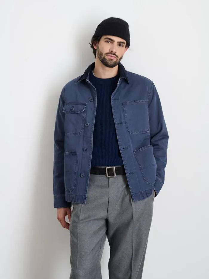 Alex Mill Lined Work Jacket In Cotton Herringbone Storm Blue Men Jackets Coats