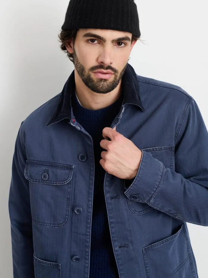 Alex Mill Lined Work Jacket In Cotton Herringbone Storm Blue Men Jackets Coats