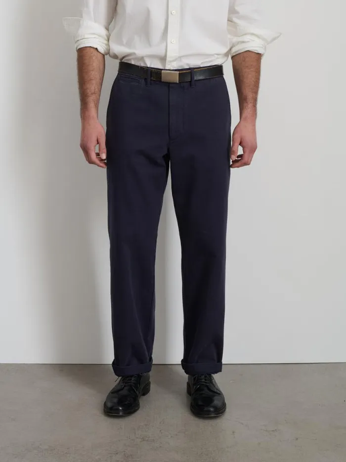 Alex Mill Long Inseam Straight Leg Pant In Vintage Washed Chino Dark Navy Men Suiting Blazers