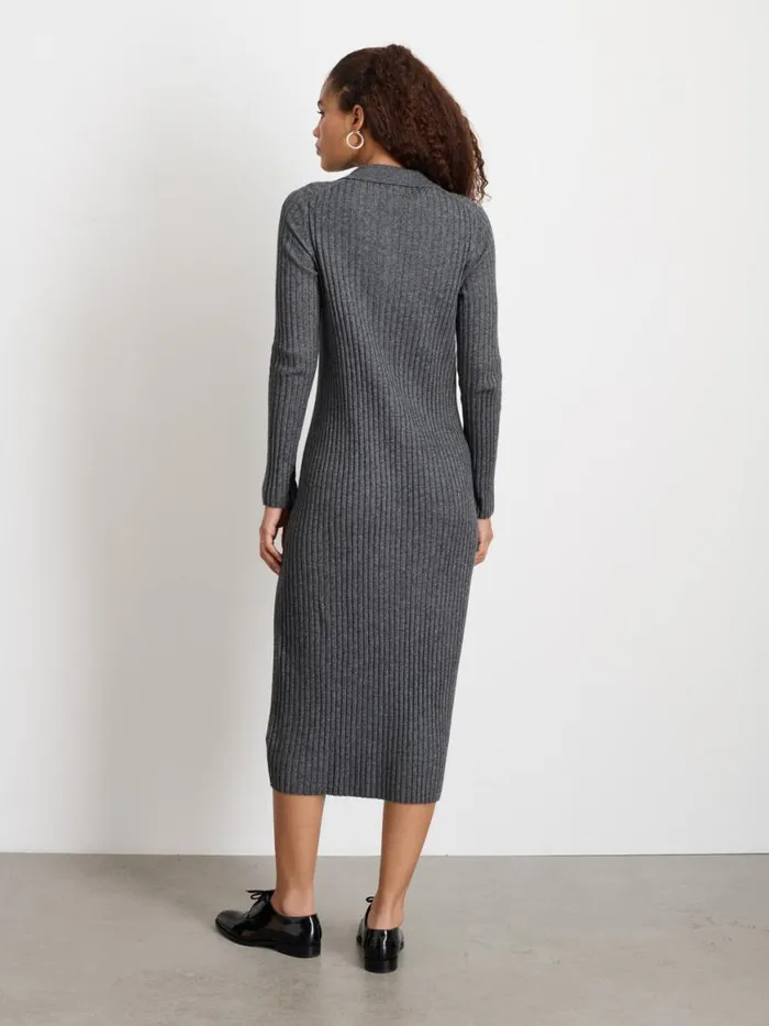 Alex Mill Long Sleeve Alice Ribbed Dress Medium Heather Grey Women Dresses Skirts