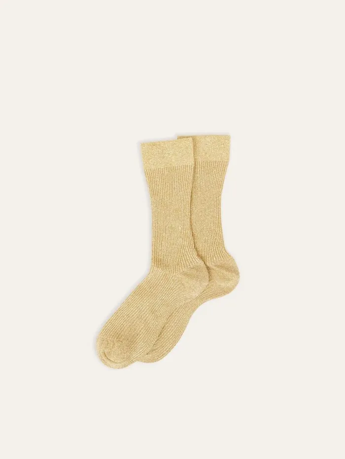 Alex Mill Maria La Rosa Lurex Socks Gold Women Accessories